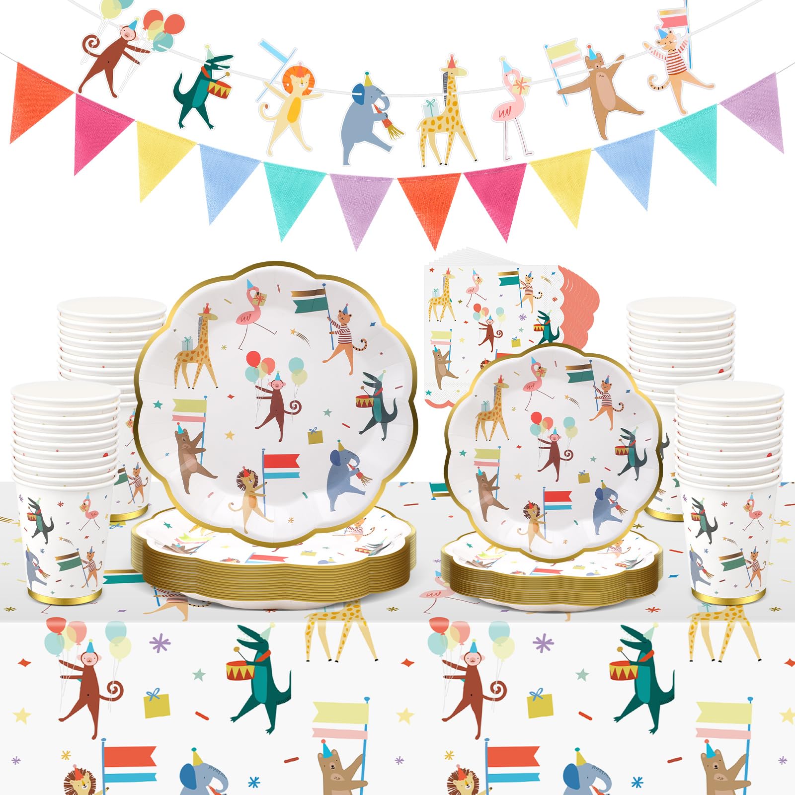 Photo 1 of Maxdot 105 Pcs Animal Parade Party Supplies for 25 Guests
