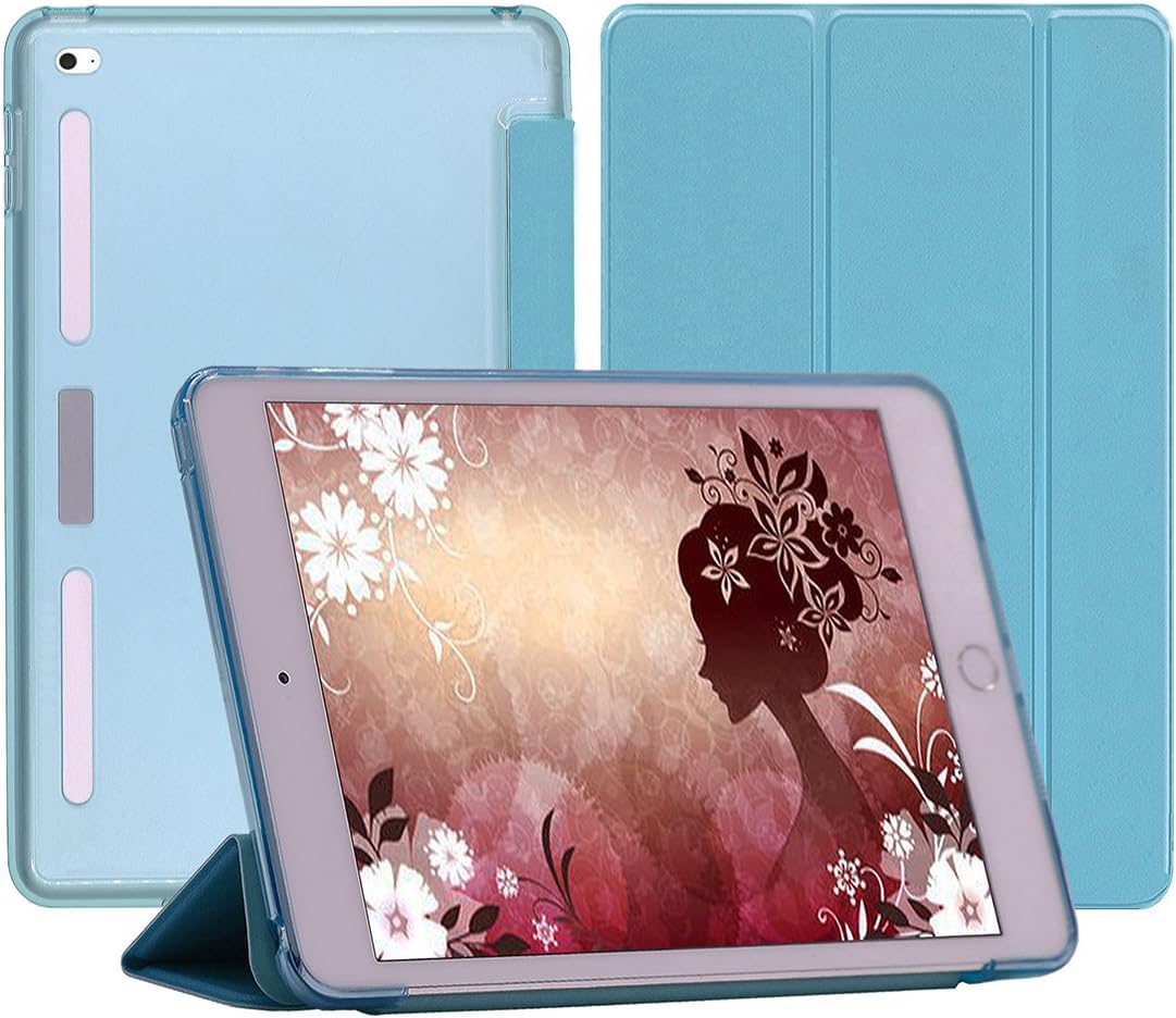 IPad Air 2 Case, Teeyu Smart Cover Cover Translucent Matte Back Tape Auto Sleep/Wake Up Function [Ultra Slim] [Lightweight] (Sky Blue)