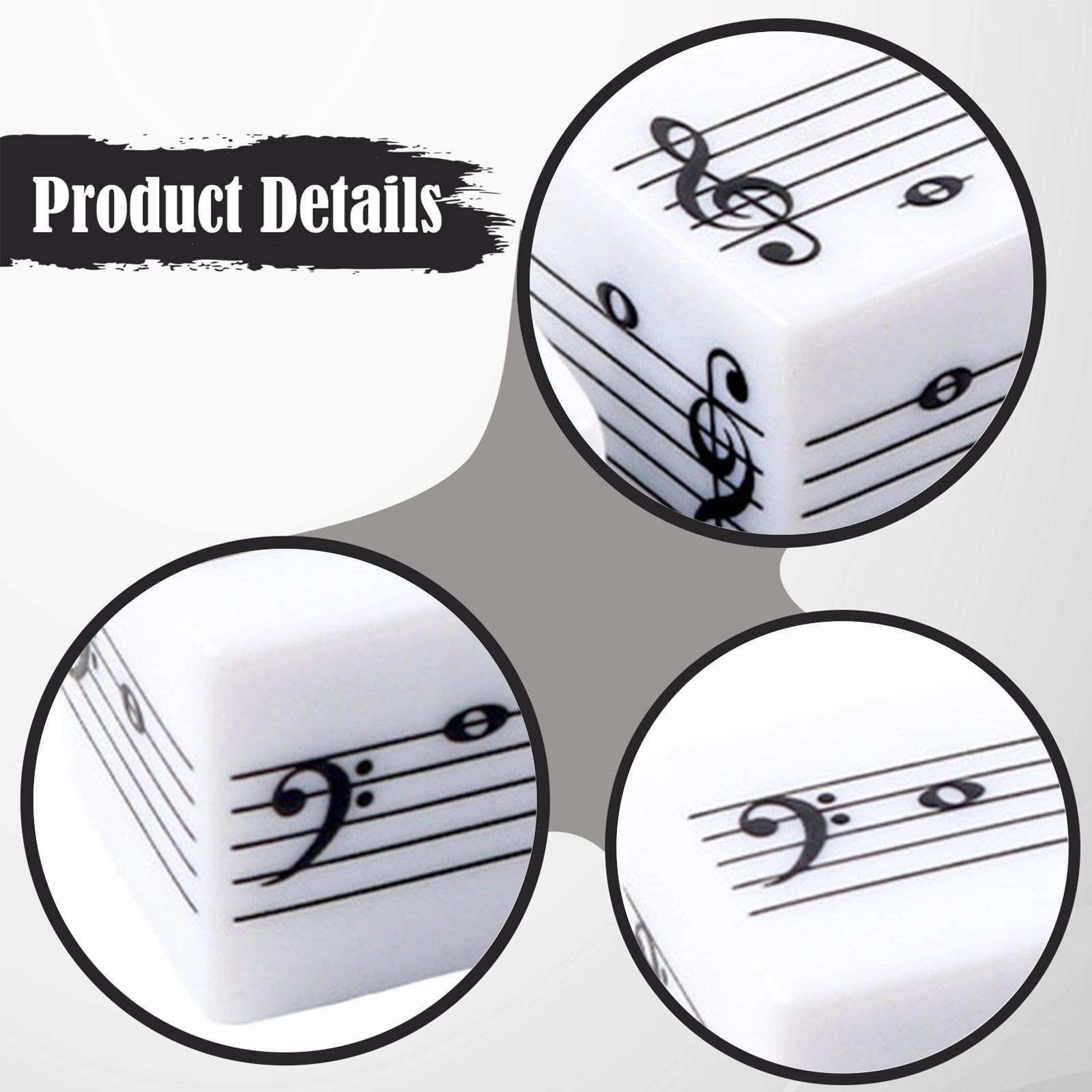 Lot de 2 Dés Musicaux pour Enfants, Dés de Musique avec Portées à Cinq Lignes, Jouets Éducatifs avec Notes de Musique pour l'Apprentissage du Solfège, Outil Pédagogique pour Cours, Jeux en Famille