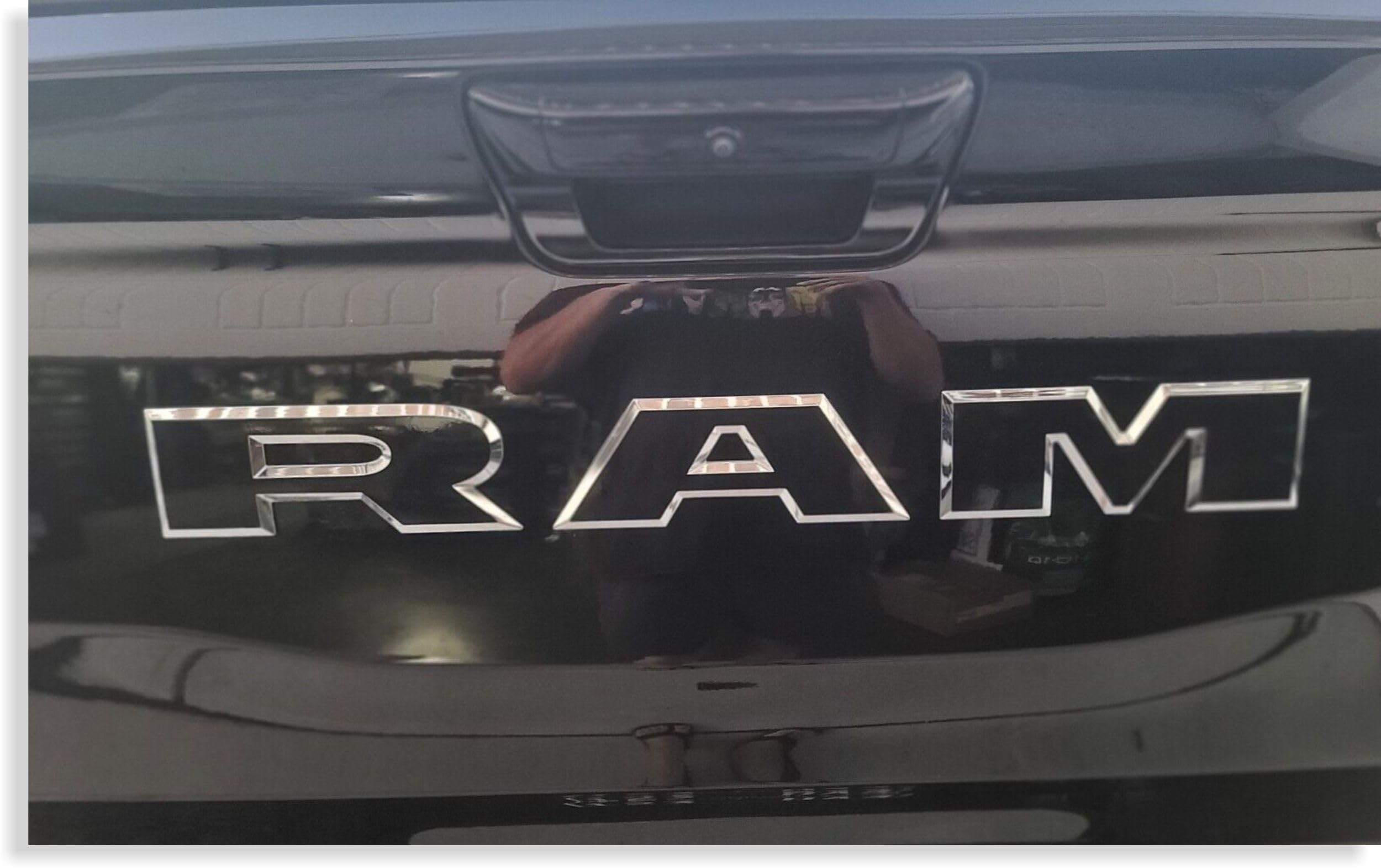 RAM Tailgate Emblem Overlay Decal Stickers 2025 Ram 1500 (Color: Gloss Black)