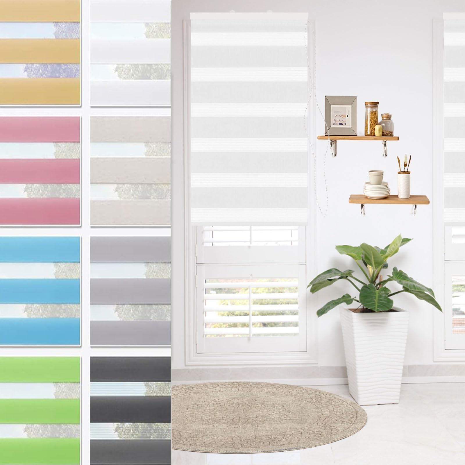 Blackout Roller Blinds 55 x 320 cm Thermal Insulated UV Protection Blackout Made to Measure Roller Blind with Install Accessories for Windows Room Darkening, Biały