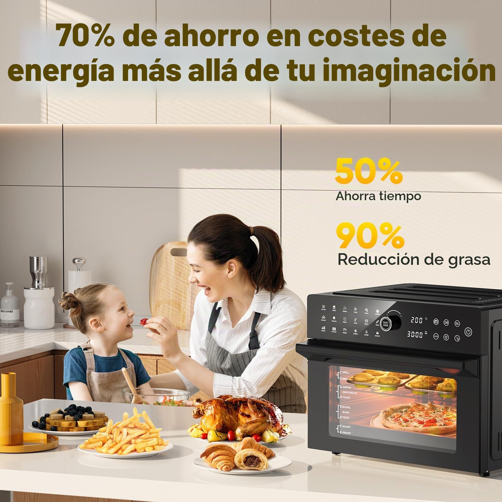 Freidora de aire caliente mini horno 26L