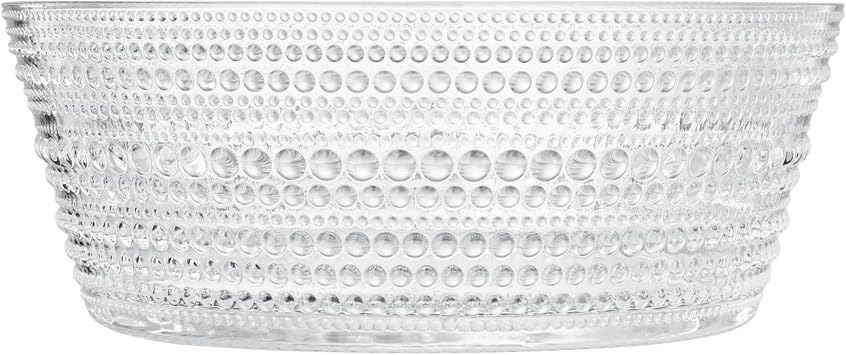 Khen Hobnail Glass Bowl Breaded Clear Borosilicate Decorative Tableware for Fruit, Salad or Centerpiece Display, Vintage Style 7 Inch Round Dish Ideal for Dining Table, Coffee Table or Kitchen Use