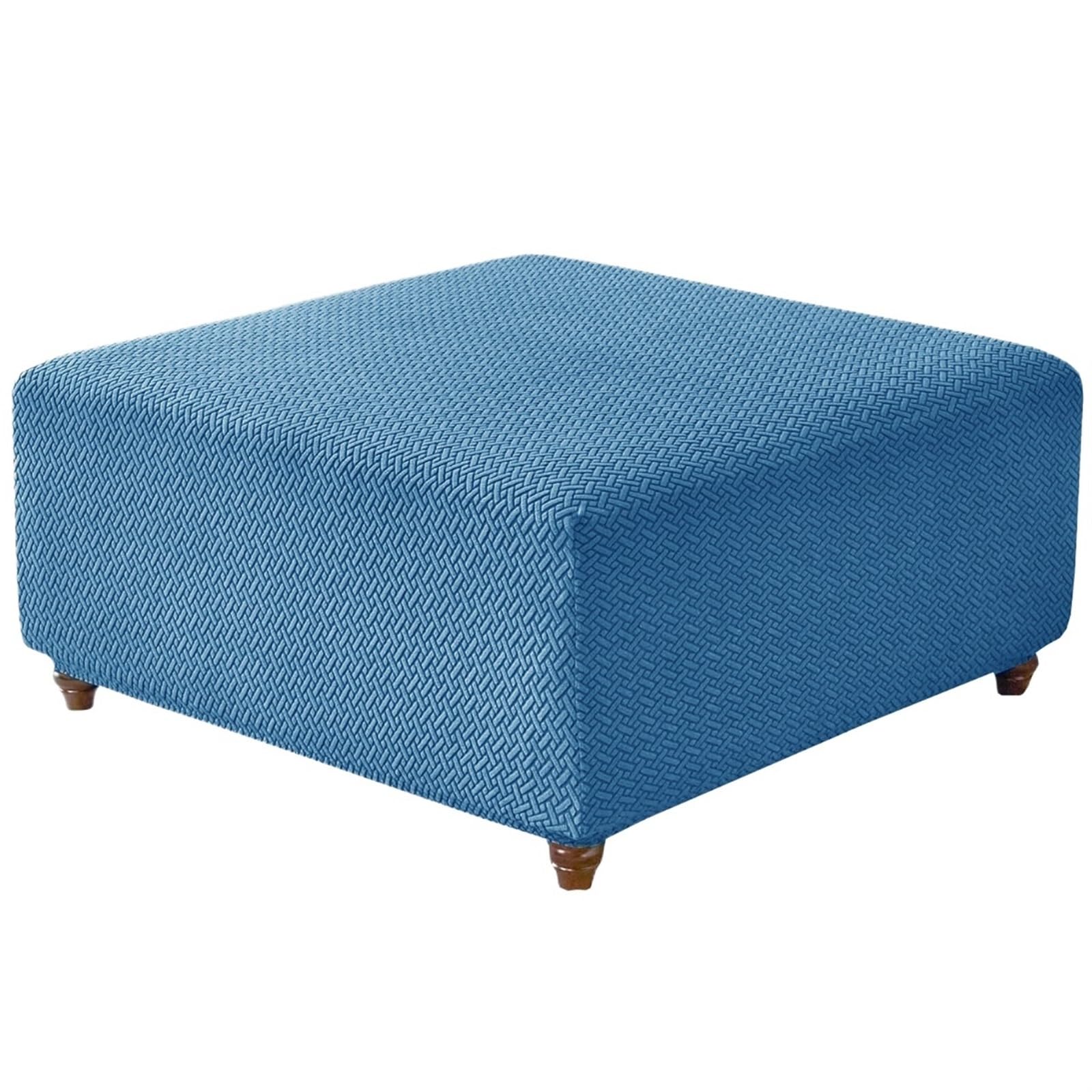 YXINAER Foot Stool Cover T-Shape Square Stool Cover Ottoman Elastic Sofa Footrest Slipcovers(Blue,M)