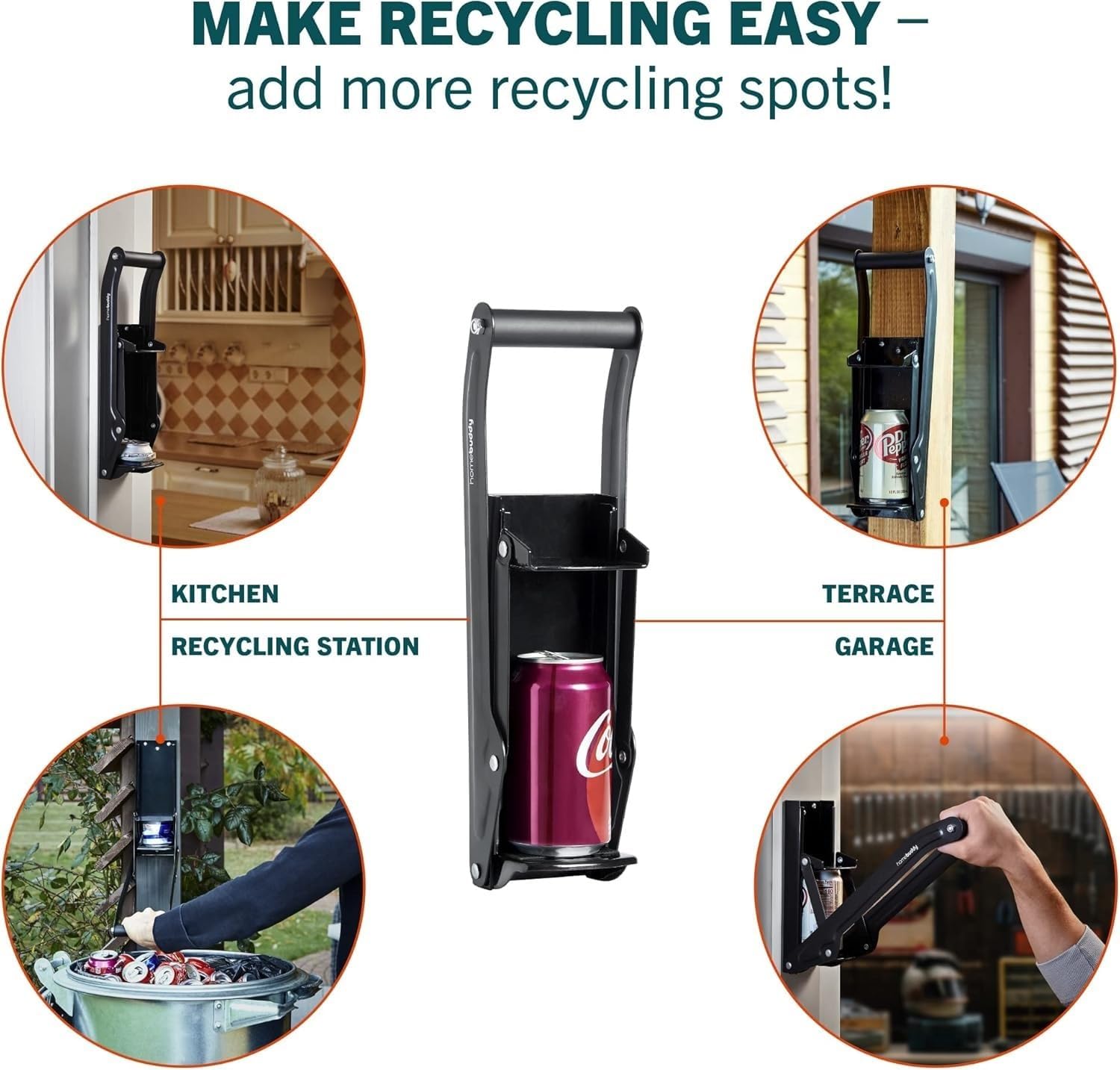 HomeBuddy Can Crusher for Recycling - 12 Oz. and 16 Oz. Can Crusher Wall Mounted for Aluminum - Compact and Easy to Use, Mounting Rivets Included, Man Cave Accessories