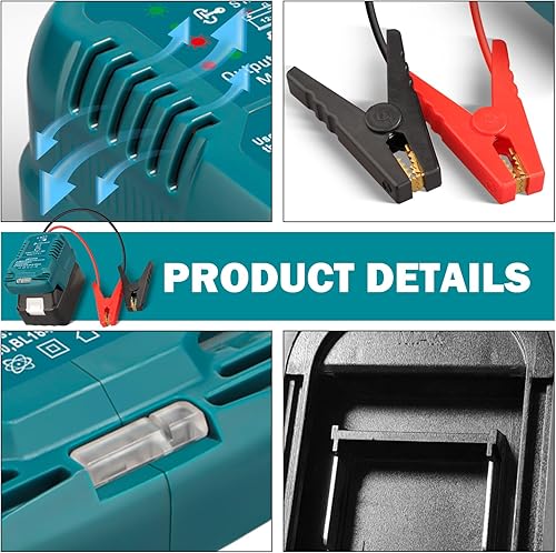 Miniatura 5 de Arrancador de coche, para Makita 18 V Li-ion batería adaptador de arranque alimentado con cables de puente y abrazaderas, arrancador portátil de