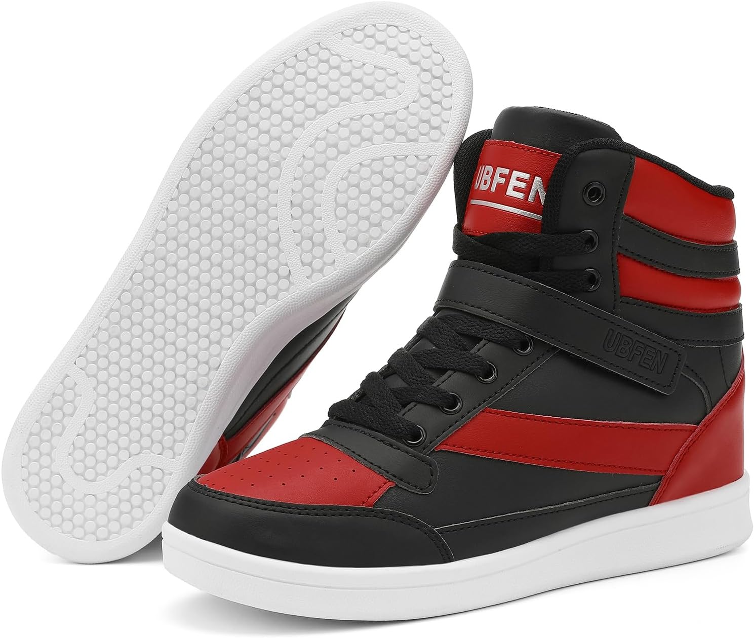 UBFEN Womens High Top Sneakers with Hidden Wedge Heel Ankle Support 2 Inch Height Increase 80s Retro Casual Boots - Image 2