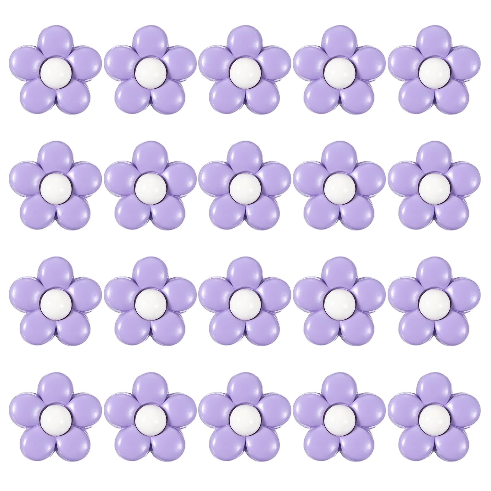 sourcing map 20Pcs Cute Flower Shank Buttons, 18mm Resin Flower Shank Sewing Buttons Decorative Sewing Fasteners for Clothing Shirts Skirts Dresses Blouse Decorations DIY Crafts, Purple2 โ image 1