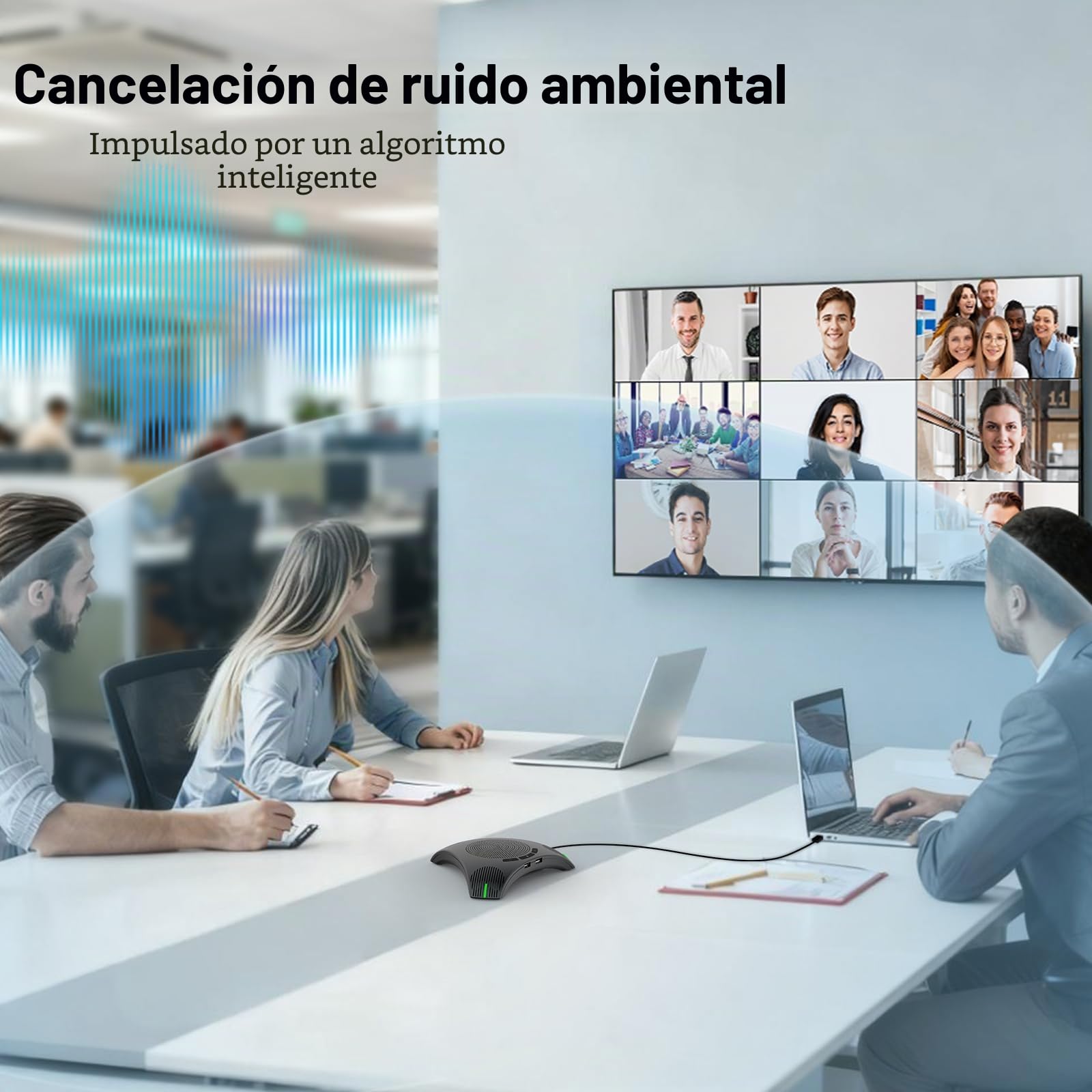 Altavoz y micrófono de conferencia, altavoz USB con captación de voz omnidireccional de 360°, sonido de alta fidelidad, reducción de eco y ruido para negocios, oficina en casa, reuniones en línea