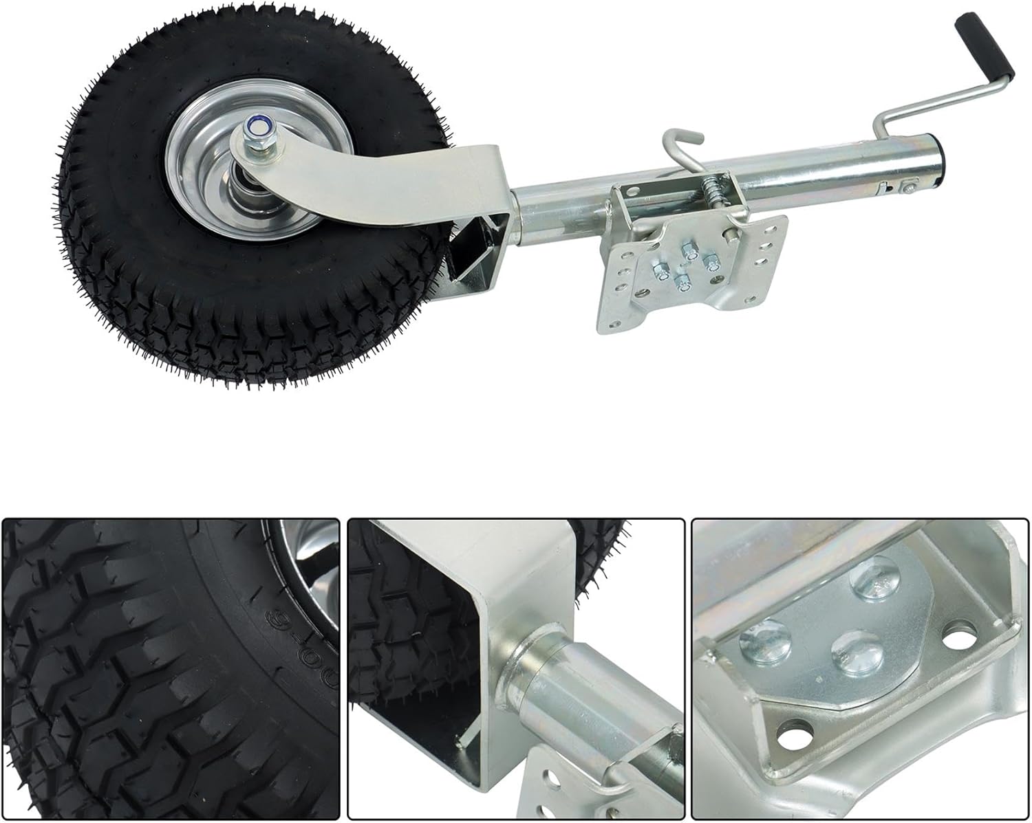 labwork Beach Boat Trailer Jack 2000lb Capacity 13.38in Trailer Jack Wheel Swivel Trailer Tongue Jack Silver Zinc Coating