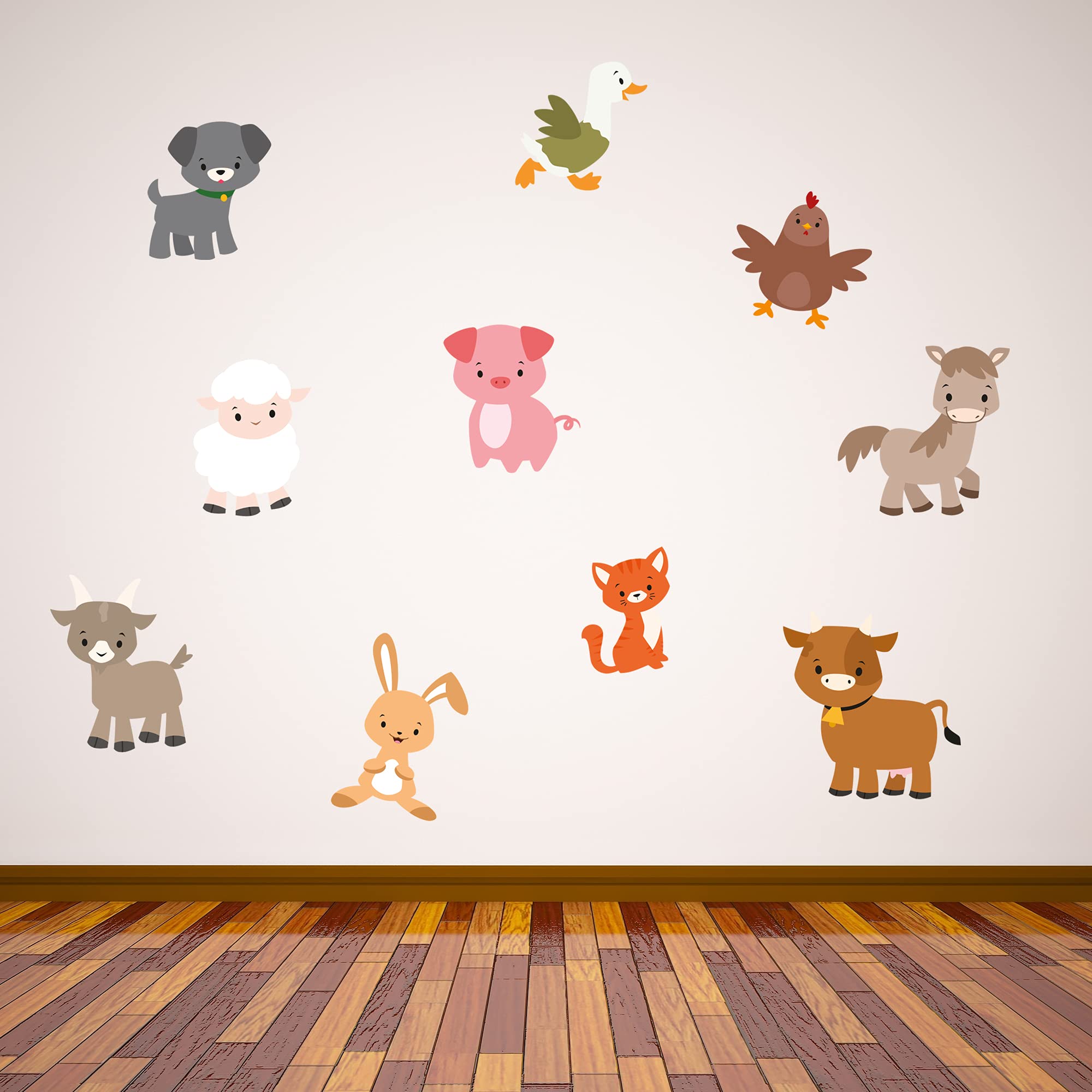 Farm Animals Wall Sticker Set Decal Home Mural Farmer Art (60cm Width x 30cm Height)
