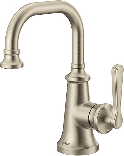 Miniatura 6 de Moen S44101BN Colinet - Grifo tradicional para lavabo de baño con un solo agujero, níquel cepillado