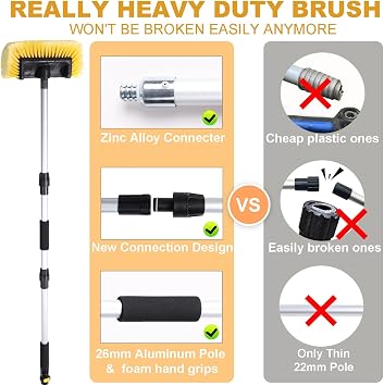 1 Gray Dip Wash Brush for Car + 1 Yellow Flow-Thru Car Wash Brush