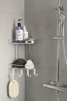 Sas Haus Banyo K e Raf  Ask l  Du  Organizeri ve  ampuanl k 2 Katl  Krom EK-02 Gri
