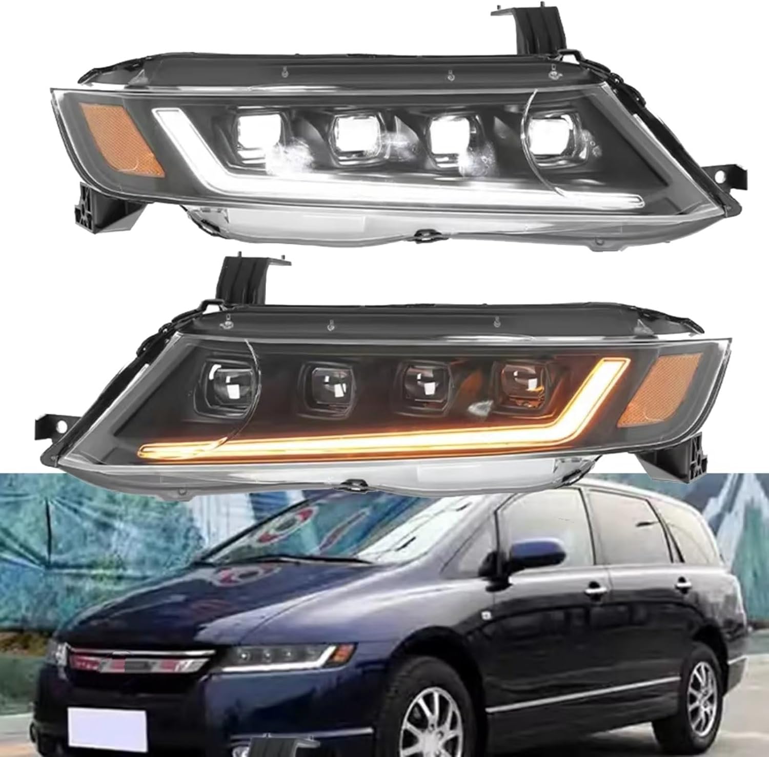 Car Dynamic Headlights for Odyssey 2004 2005 2006 2007 2008 Modified Front DRL Lights Assembly Automobile Accessories Component Replacement Repair