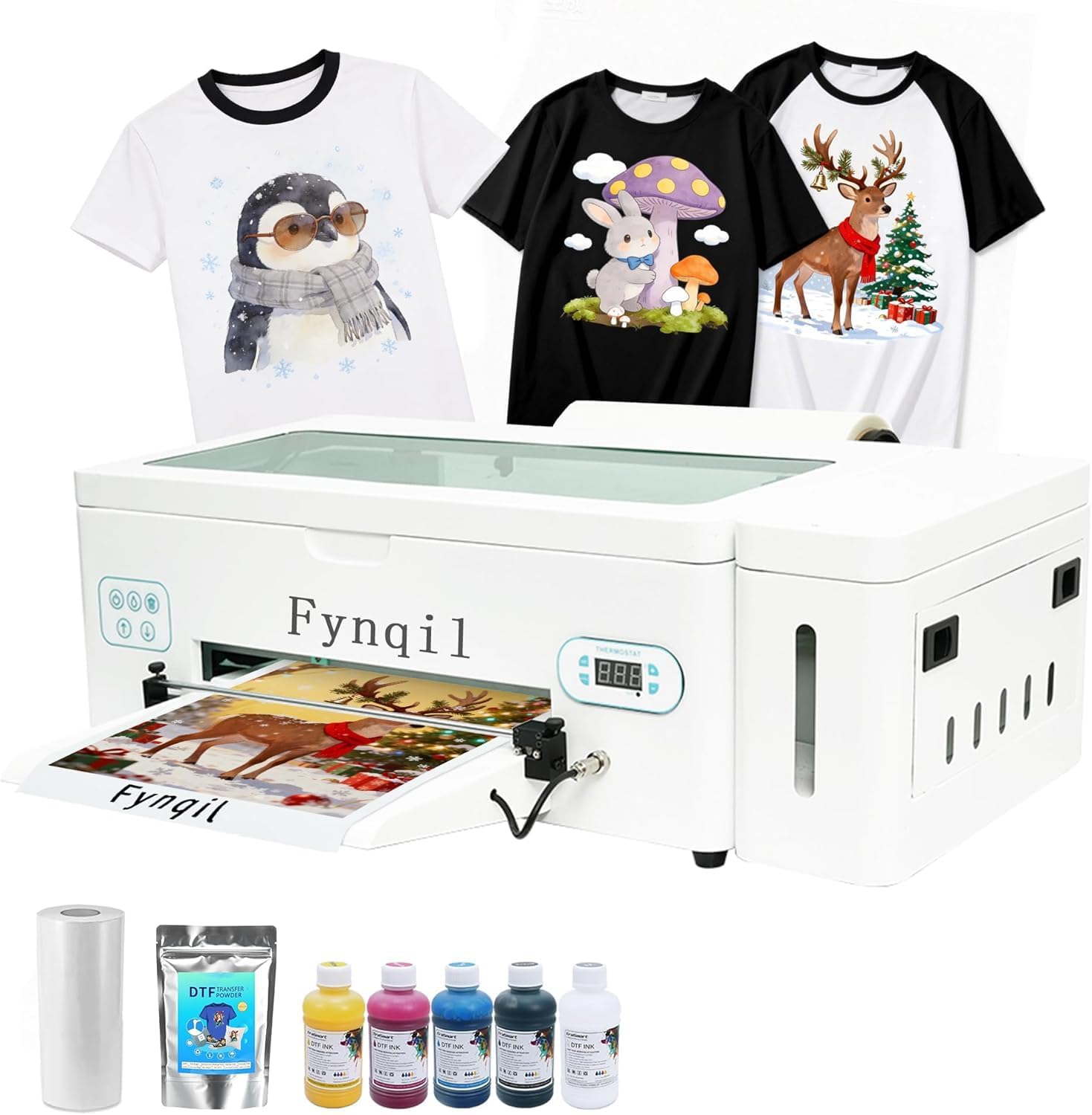 A3 L1800 DTF Printer, High-Speed A3 Apparel Transfer Printing Machine with White Ink Circulation & Auto-Cleaning Includes Consumable Software (Remote Installation)