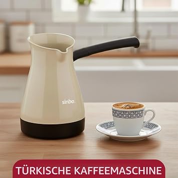 Sinbo Turkish Coffee Machine Electric 1000 W 5 Cups/400 ml Cezve Coffee Maker with 360° Base Overheating & Boil Dry Protection Stainless Steel Heating Element SCM-2951