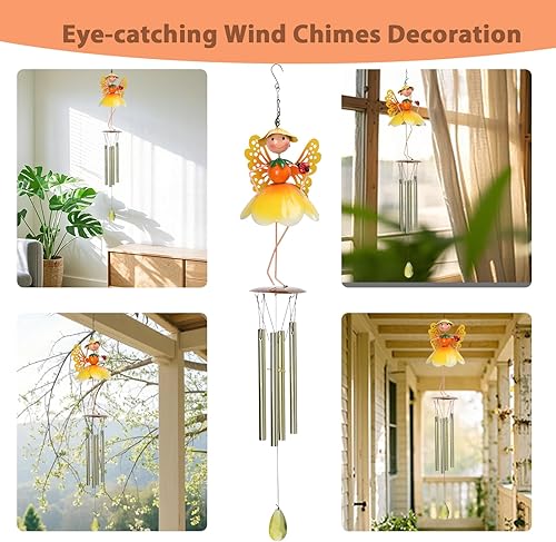 Miniatura 5 de MUMTOP Campanillas de viento de mariposa para exteriores, de metal, tono profundo, conmemorativo, simpatía, campanillas de viento de hadas para
