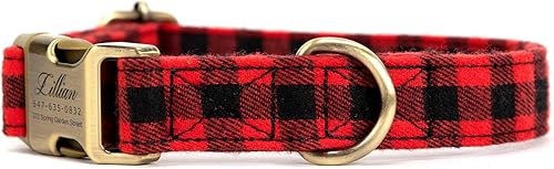 Vista 8 de Collar de perro personalizado con nombre y número de teléfono grabado, collar ajustable personalizado para cachorros, collar de algodón orgánico