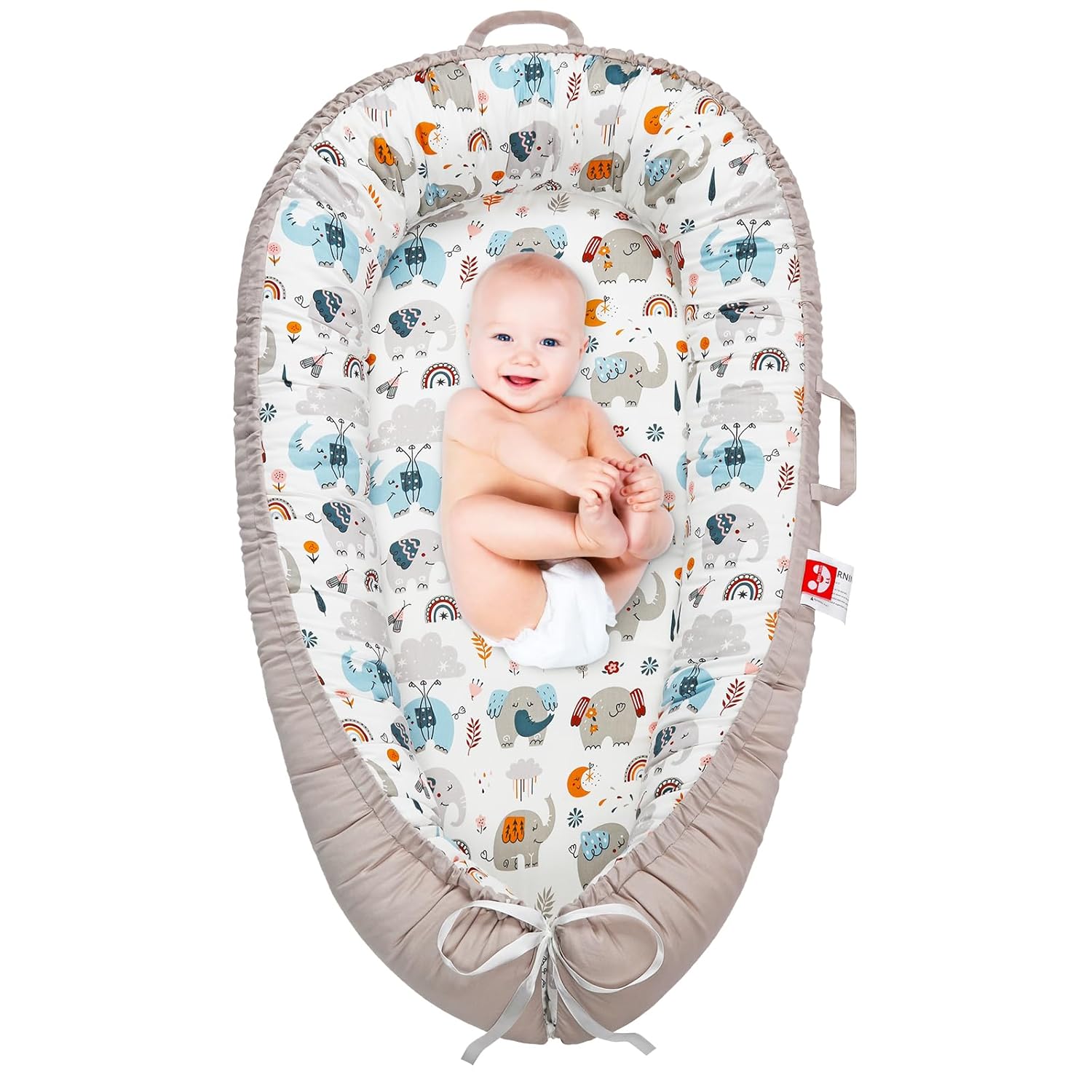 Baby Lounger for Newborn - Portable Infant Seat with Breathable Cover, Adjustable Cotton Lounger for Floor Play & Travel | Newborn Essentials Gift 0-24M