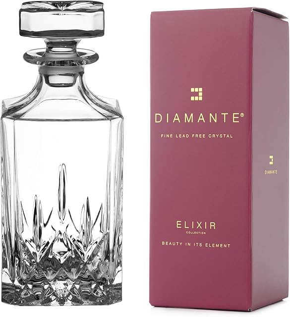 DIAMANTE Whisky Decanter Dorchester Collection | Crystal Decanter 750ml | Gift Box