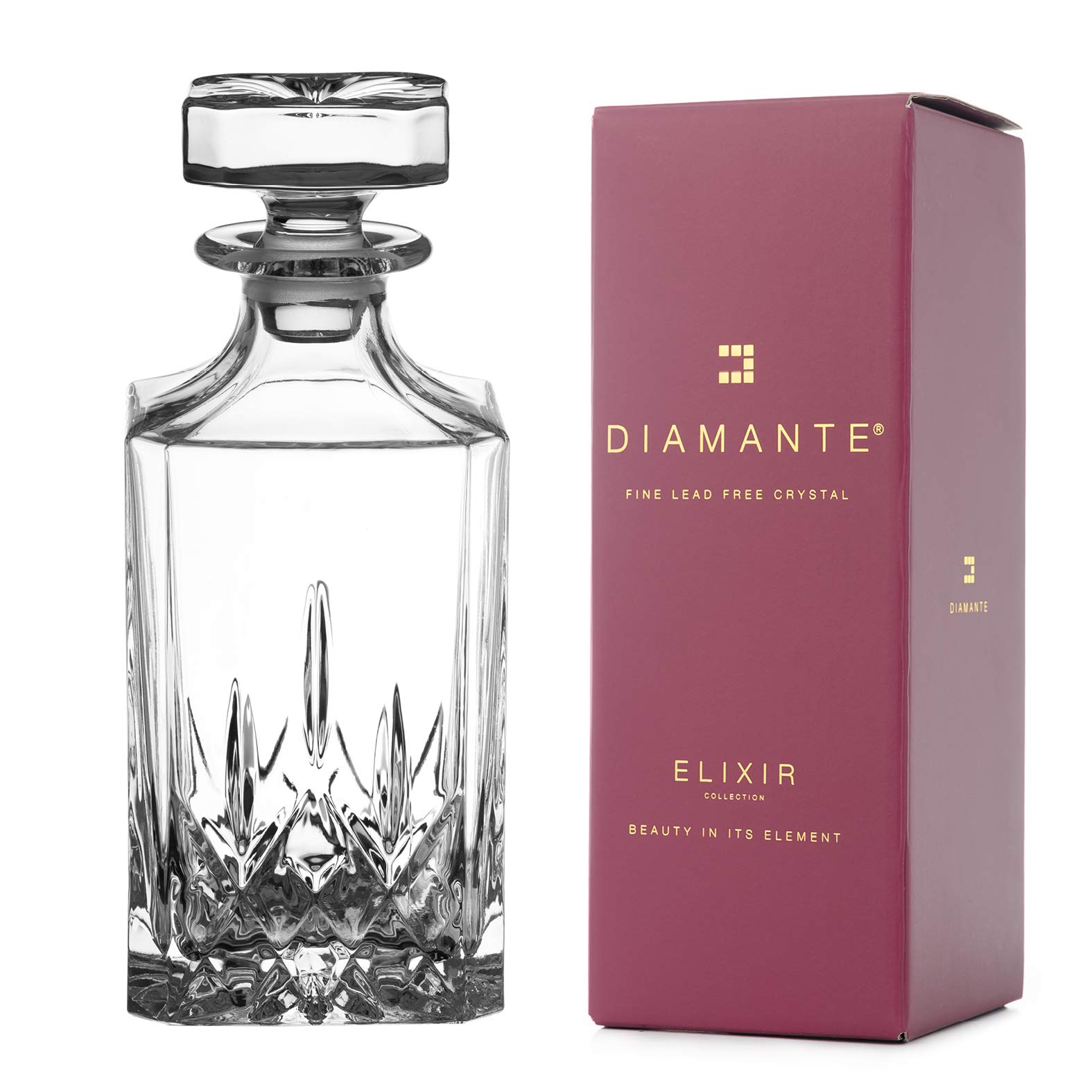 DIAMANTE Carafe à décanter à whisky Collection Dorchester en cristal 750 ml Coffret cadeau