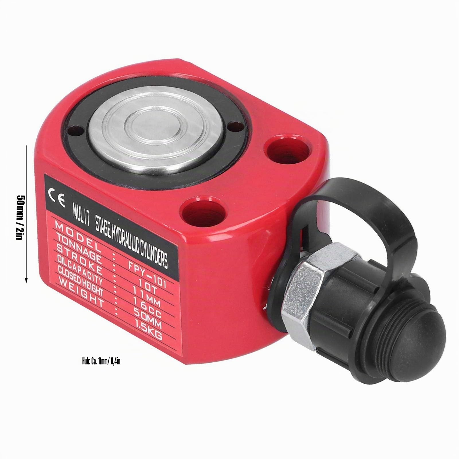 10T ultradünner Hydraulikzylinder, hydraulischer Ram-Wagenheber mit ZG3 / 8-Zoll-Gewindeanschluss und Staubkappe, Zylinderhub 11 mm （0,4 "）, verwendet in Kraft, Schiffbau, Erdöl, Chemie usw.