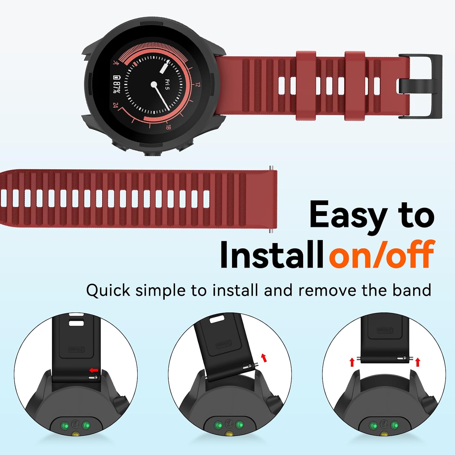 24mm Watch Band for Suunto 9/9 Baro/Suunto 7/Suunto D5 Smartwatches image 3