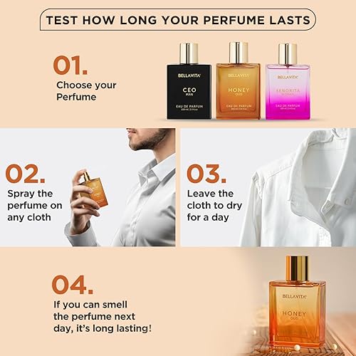 Miniatura 7 de Bella Vita Luxury Honey Oud Eau de Parfum, pachulí, vainilla, bergamota, floral y picante + fabricado con aceites esenciales limpios y veganos +