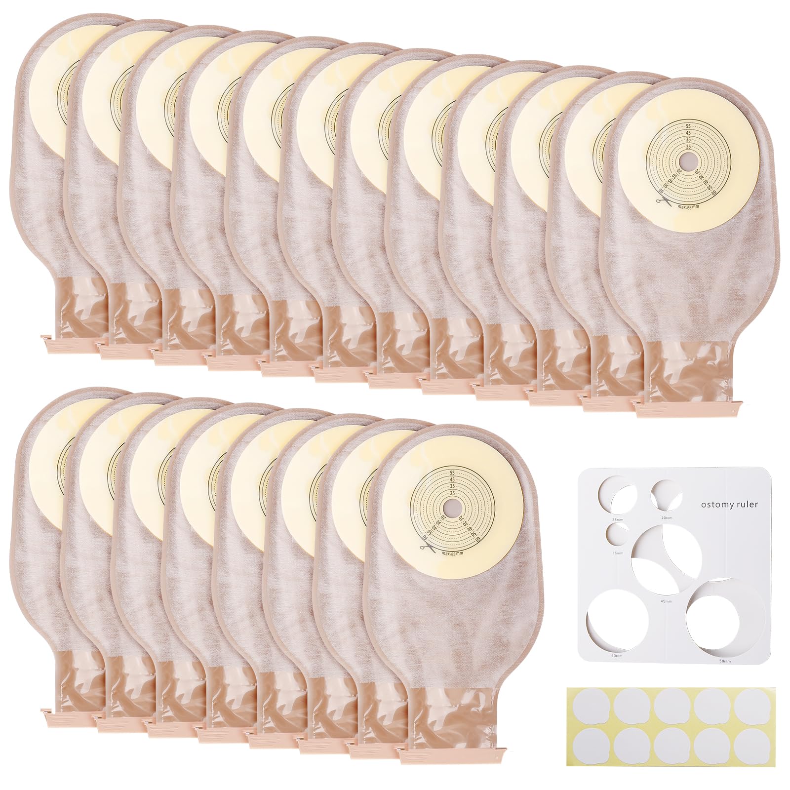 20 Bolsillos de colostomía: Bolsillo de ostomía de una sola pieza para mujeres y hombres, Bolsillo de ostomía desechable con cierre de clip, bolsillo de ostomía de una sola pieza drenable para el