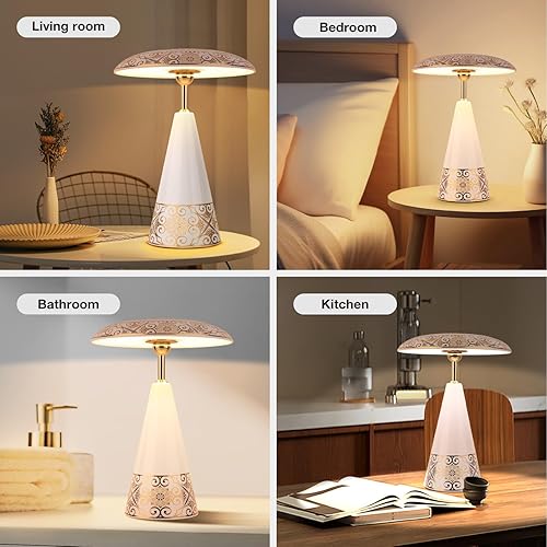 Miniatura 6 de Marrakech Lámpara de mesa táctil inalámbrica recargable, lámpara de escritorio inalámbrica regulable portátil, lámpara de noche LED magnética retro