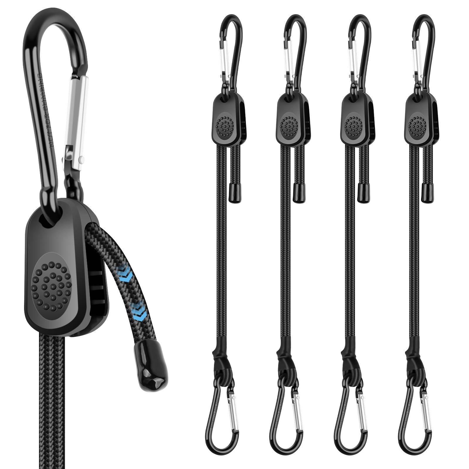 Bungee Cords With Hooks, Adjustable Bungee Cords With Carabiner Clips, Freely Adjustable Length, Heavy Duty Bungee Straps For Camping, Bike, Cargo (60CM/24IN-4PCS)