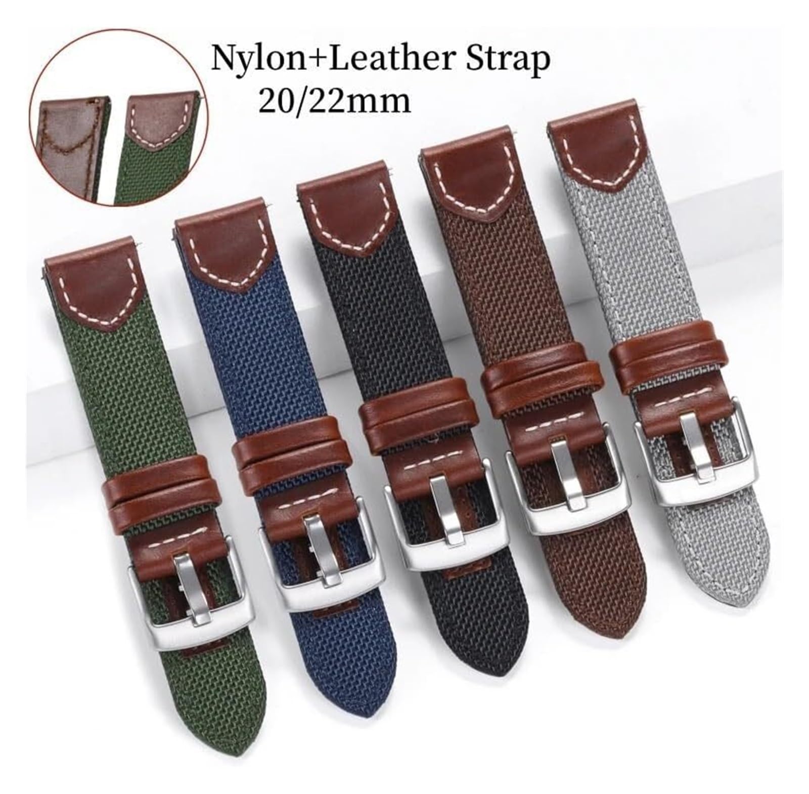 Remplacement du bracelet de la montre intelligente 20mm 22mm Vintage Nylon Bracelet de montre en cuir véritable montre en toile de Nylon Bracelet à dégagement rapide Bracelet de remplacement nylon wat
