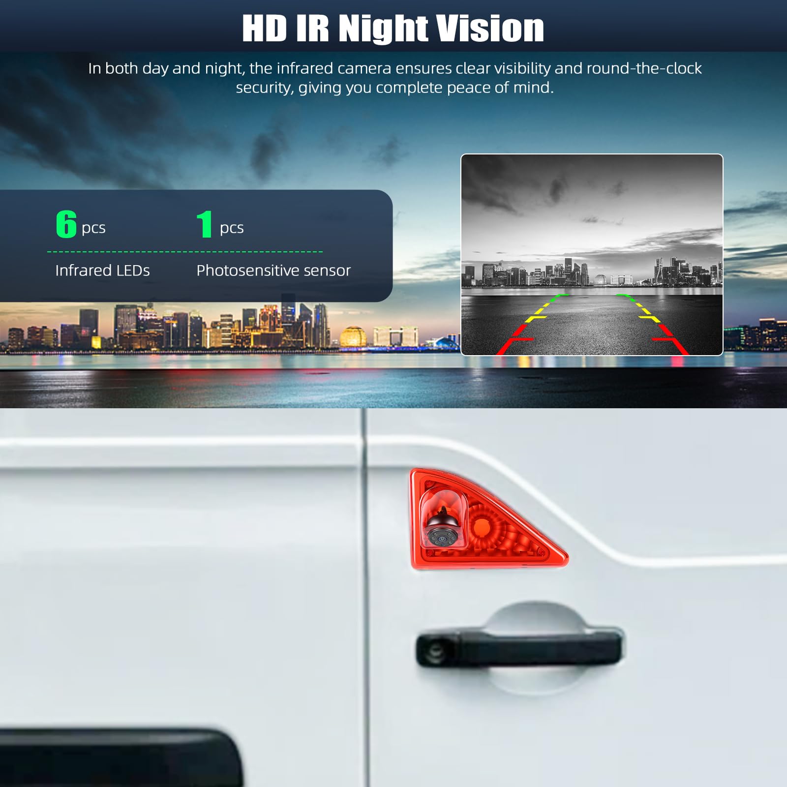 CAMECHO Cámara de Marcha atrás 720P HD para Nissan NV400 2010-2016/ Opel Movano 2010-2016/ Renault Master 2010-2016, Gran Angular 140°, IP67, visión Nocturna con Luces infrarrojas, fácil de Instalar