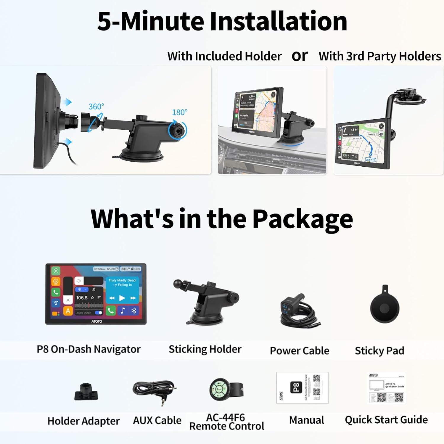 Contents of the ATOTO P8 package