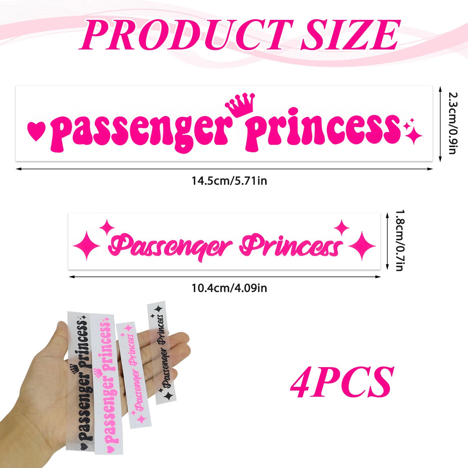 Adesivi "Passenger Princess" Per Auto - 4 Pezzi, Vinile, Per Finestrini E Decorazione - Foto 7