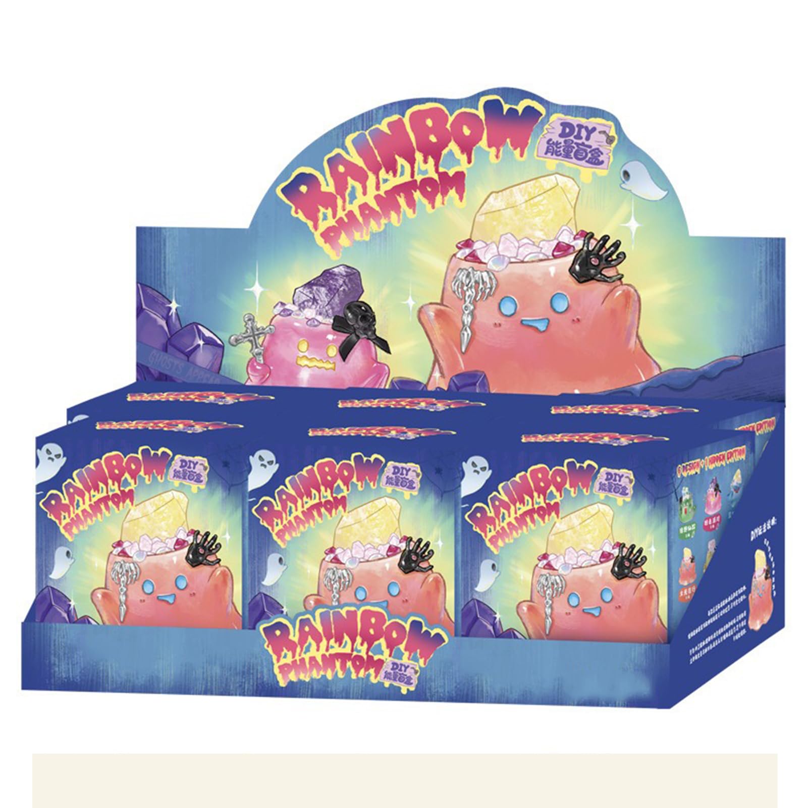 DATOUJL Halloween Crystal Ghost Blind Box, Spooky Cute Resin Ghost Figurine Set (Complete set)