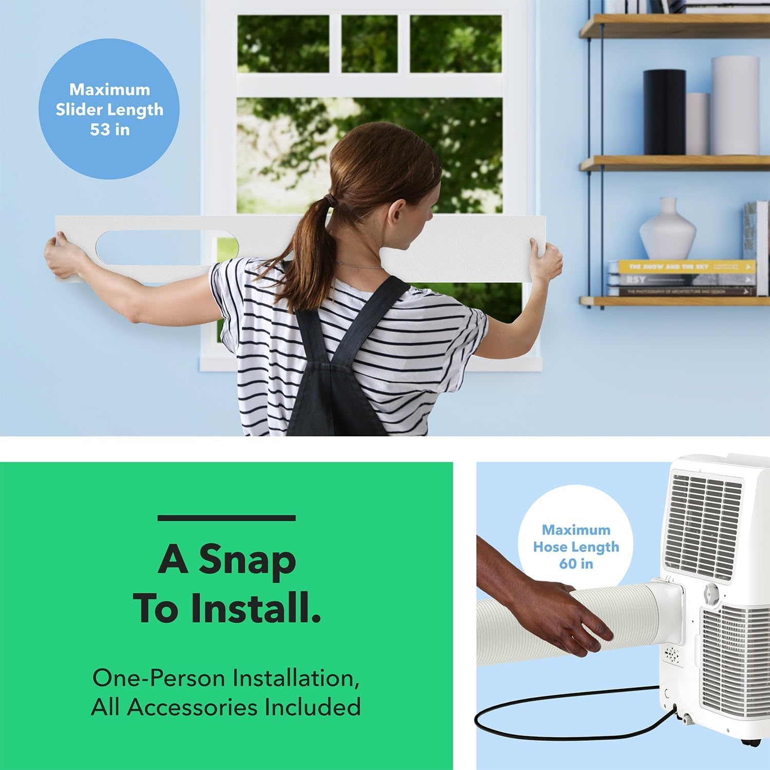 Diagram showing the dimensions of the Vremi portable air conditioner