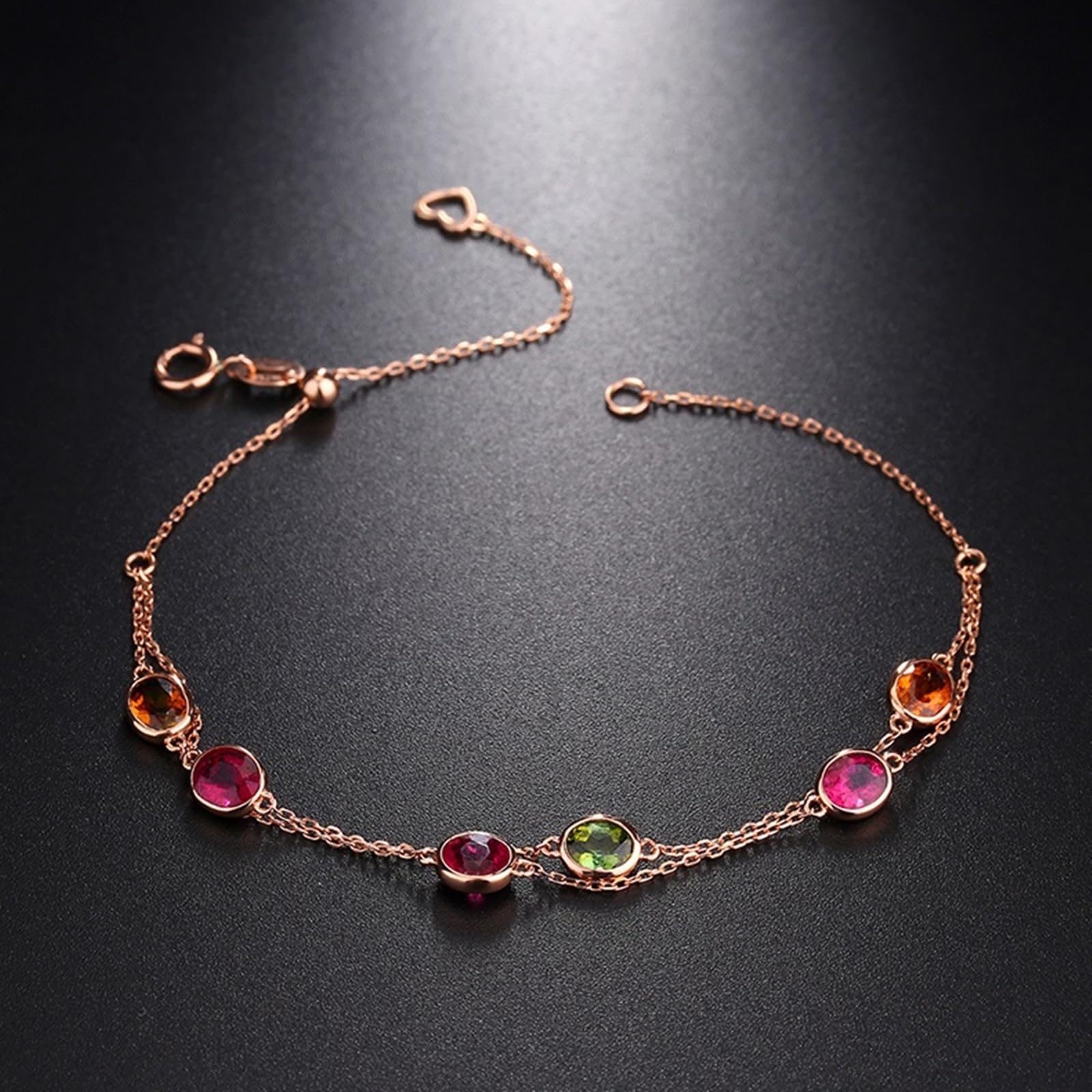 Bracciali Oro Rosa Donna 750/585/375, Bracciale Donna con Tormalina 2ct 16-18 cm Estensione 4 cm, Braccialetti da Sposa Matrimonio