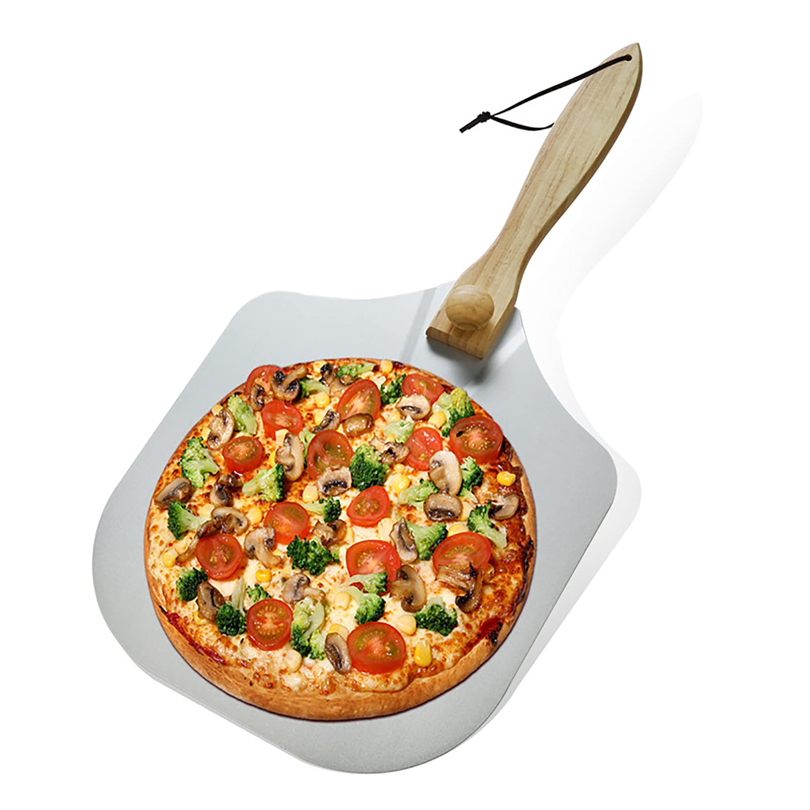 Paletta Per Pizza In Alluminio Rumbly Bear 12x14 Pollici Con Manico In Legno Pieghevole