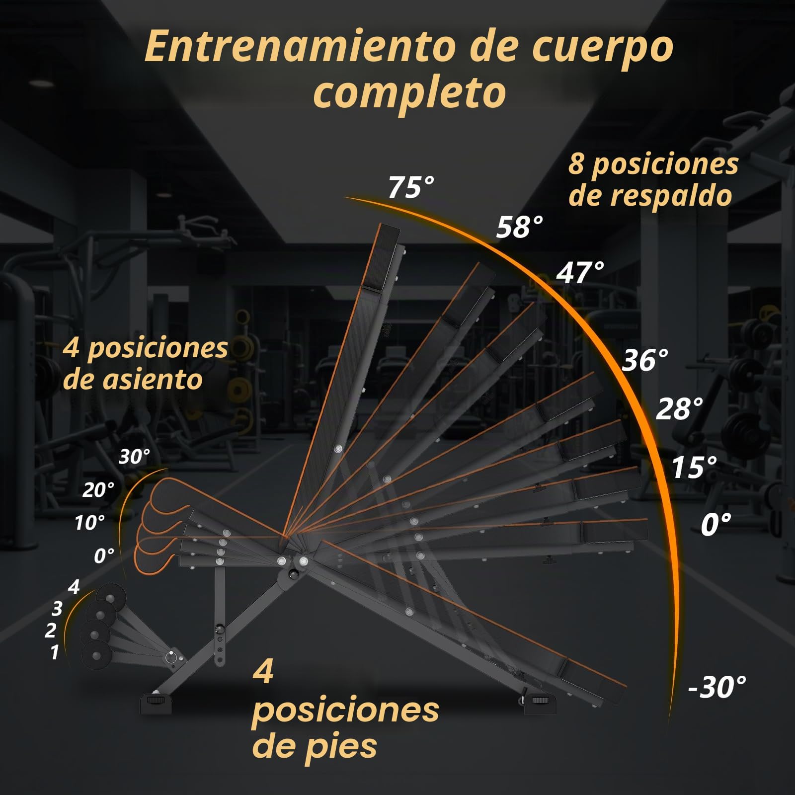 Dskeuzeew Banco de musculación plegable Banco de Pesas Plegable con 8 Posiciones Ajustables 400 KG Banco de declive Inclinado Prensa para casa
