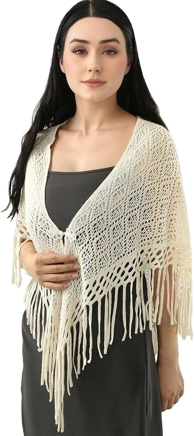 LMVERNA Knit Shawl with Tassels Fashion Scarf Multifunctional Neck Wrap