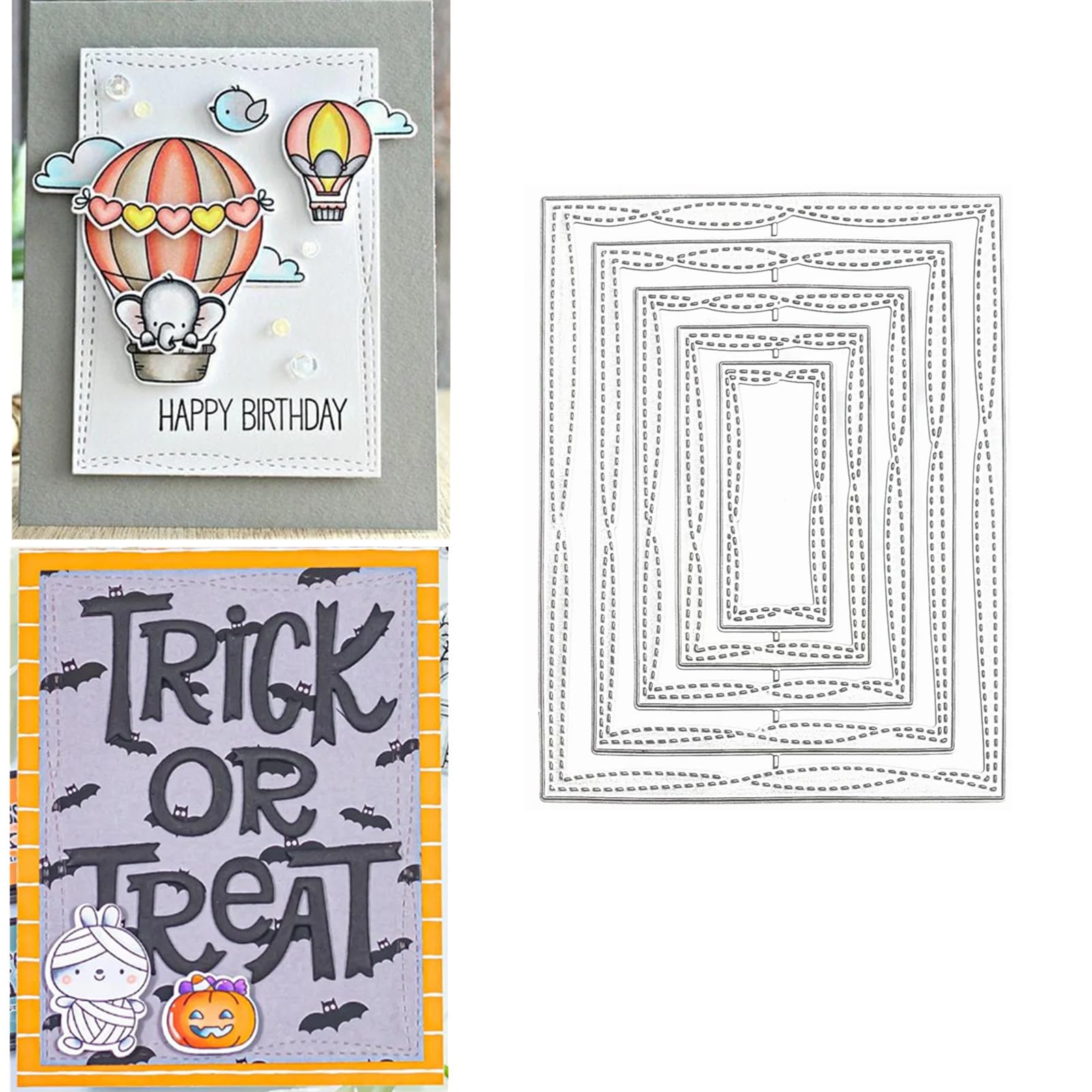 Rectangle Frame Metal Die Cuts, Stitched Nesting Tag Background Wedding Cutting Dies Cut Stencils for DIY Photo Decorative Embossing Paper Dies for Scrapbooking Card Making