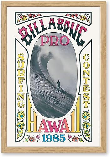 Póster vintage de surf Pro Hawaii 1985 Retro Surf Concurso Arte de Pared Arte Clásico Wave Rider Lienzo Impreso Playa Deportes Decoración para