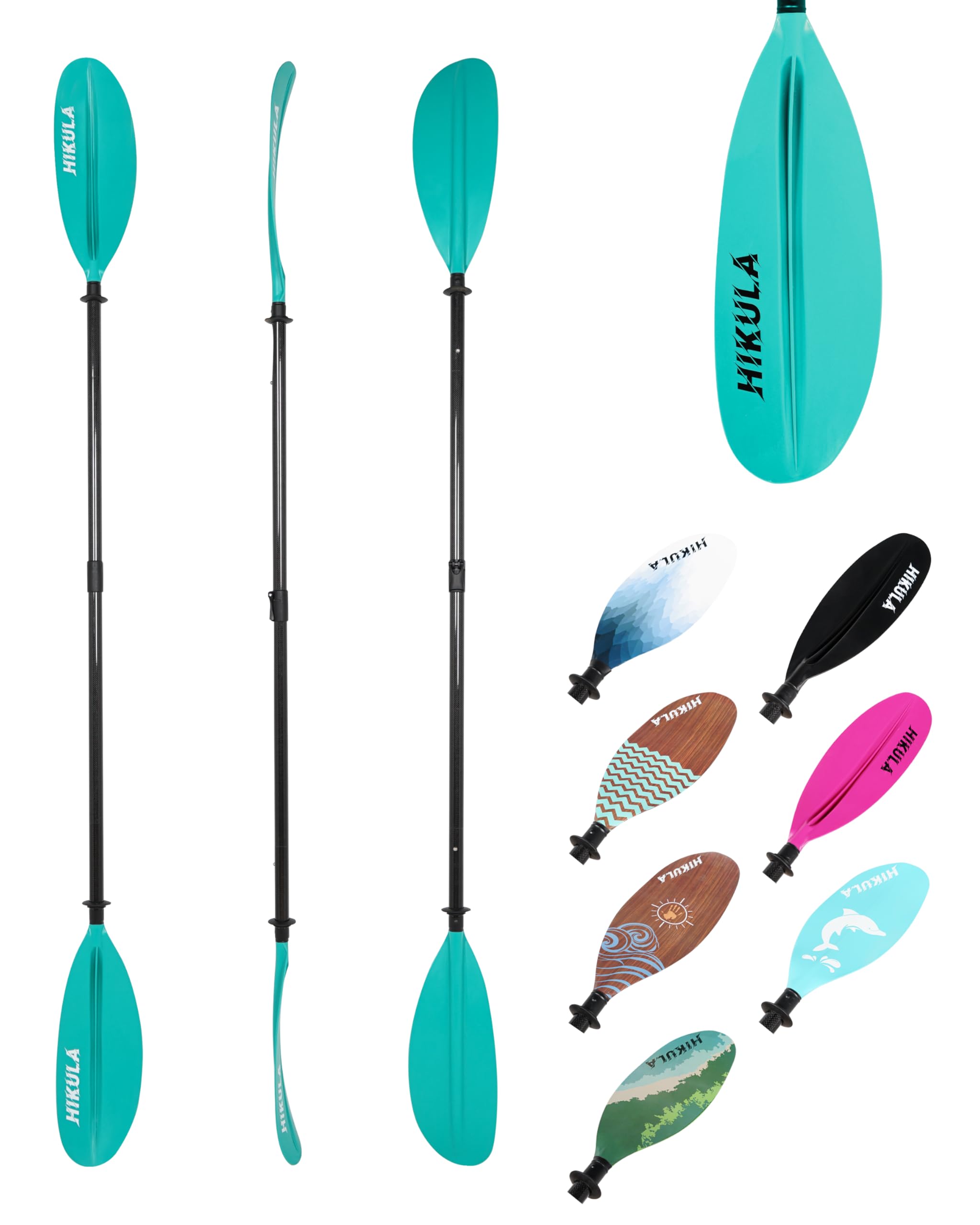 HIKULA Adjustable Carbon Fiber Shaft Kayak Paddle, Kayaking Oars with Reinforced Nylon Blade for Adults, 4 Piece, 86in/220cm to 90in/230cm