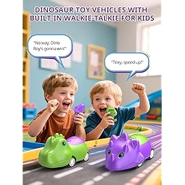 Inspireyes Dinosaur Walkie Talkies for Kids Rechargeable, Dino Toy Cars for Boys & Girls Ages 5-7, Crystal-Clear Audio, 48H Playtime, Fun Indoor & Backyard, 3 Year Old Boy Gift Birthday Xmas, 2 Pack