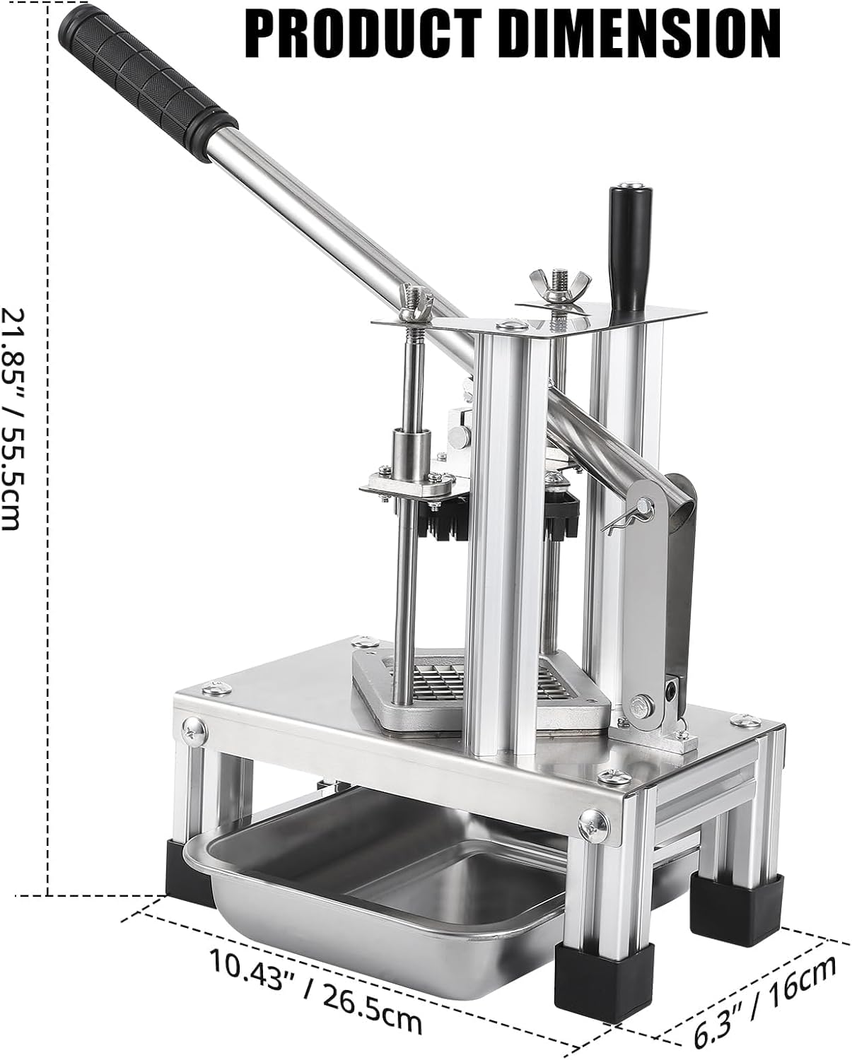 Commercial French Fry Cutter, Mandoline Slicer with 4 Replacement Blades/Extended Handle, 1/4" and 3/8" Blade, 6-wedge Slicer and 6-wedge Apple Corer, Cutter for French Fries Potato Lemon