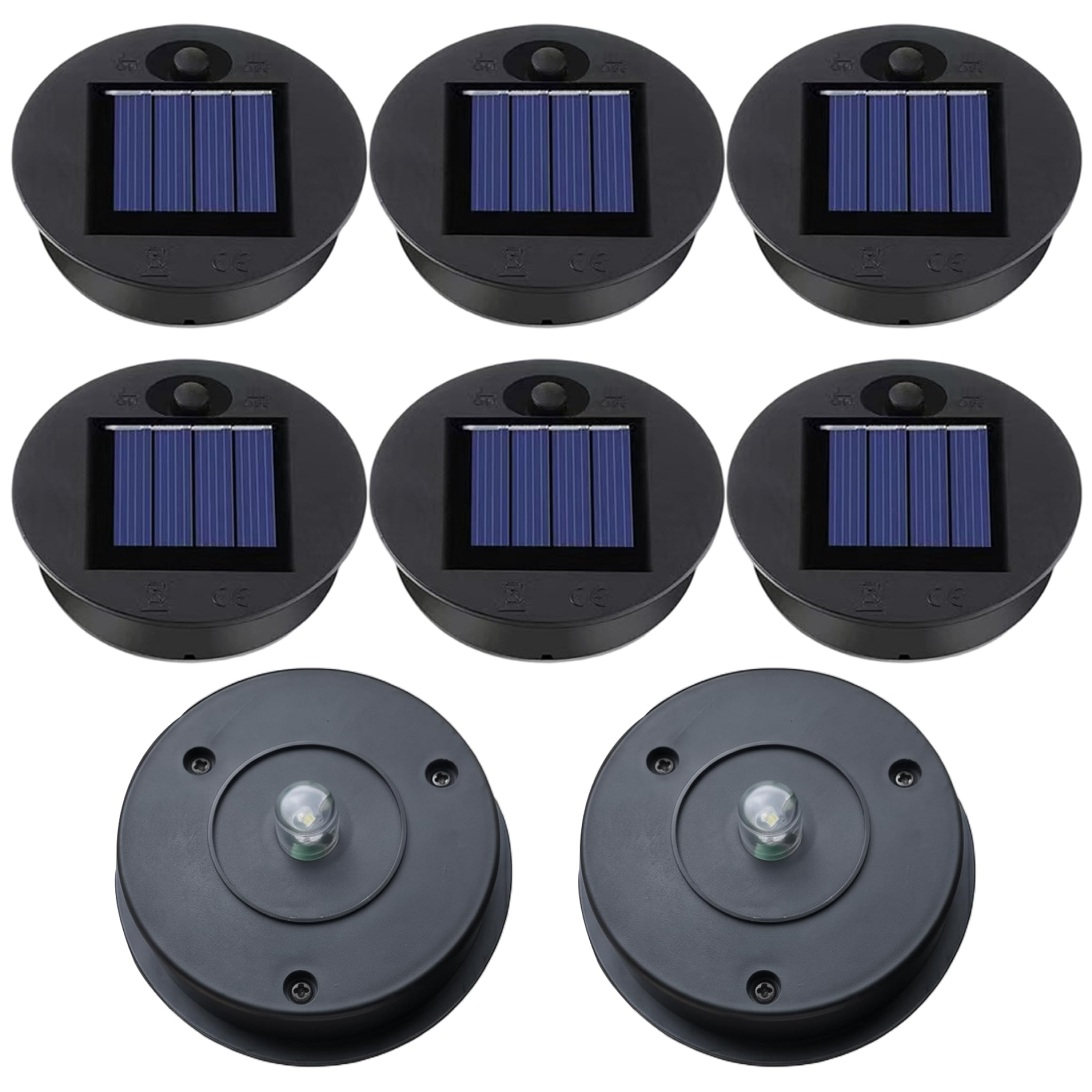 2.76 Inch (7cm) 8 Pcs Solar Light Replacement, Solar Light Replacement Top, Dual Mode Lantern Top with Built-in Battery