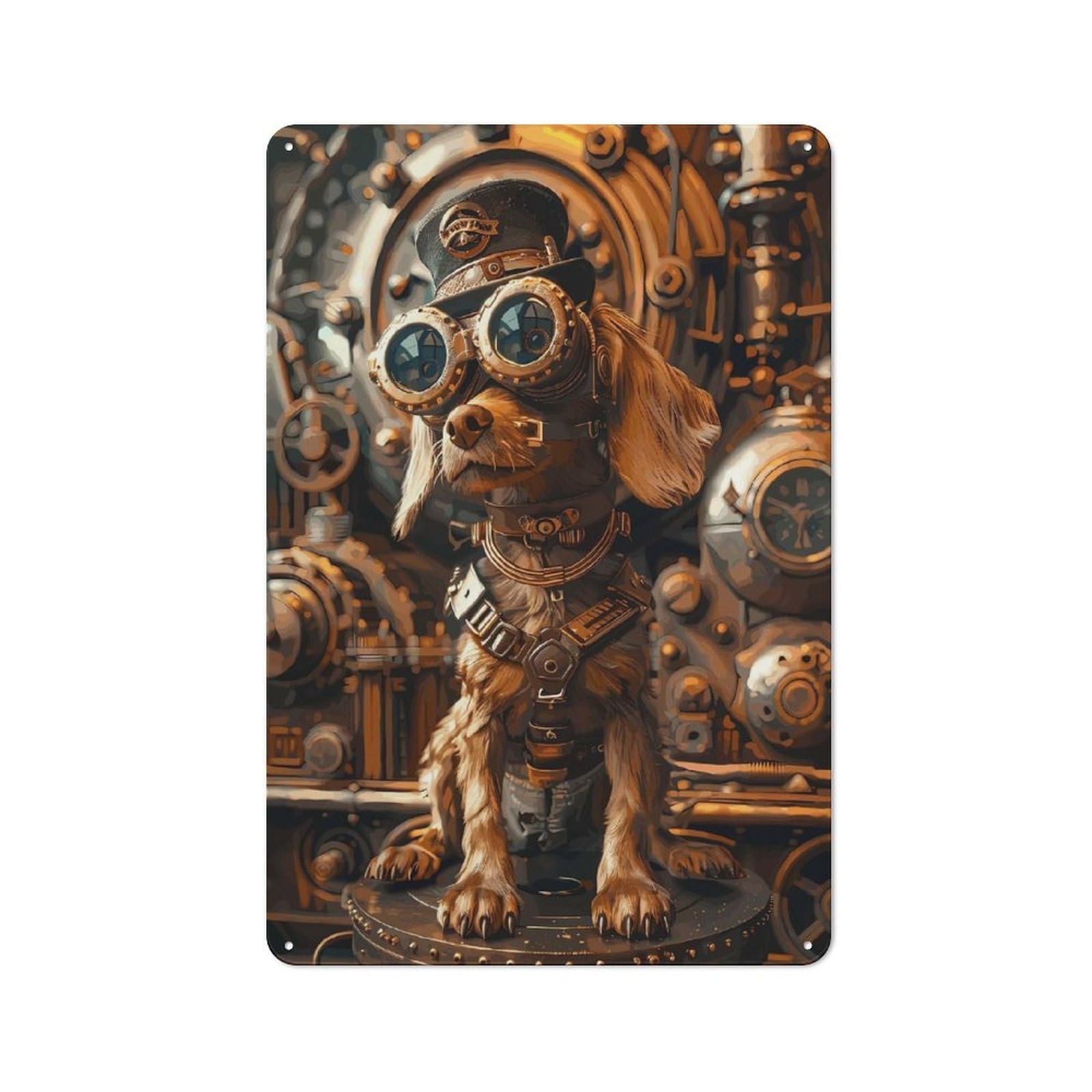 Junmoney Style-23 For Café Or Restaurant, Steampunk Dog Cocker Retro Metal Sign 30X20cm, Gift For Café Owners And Decorators During The Christmas Season