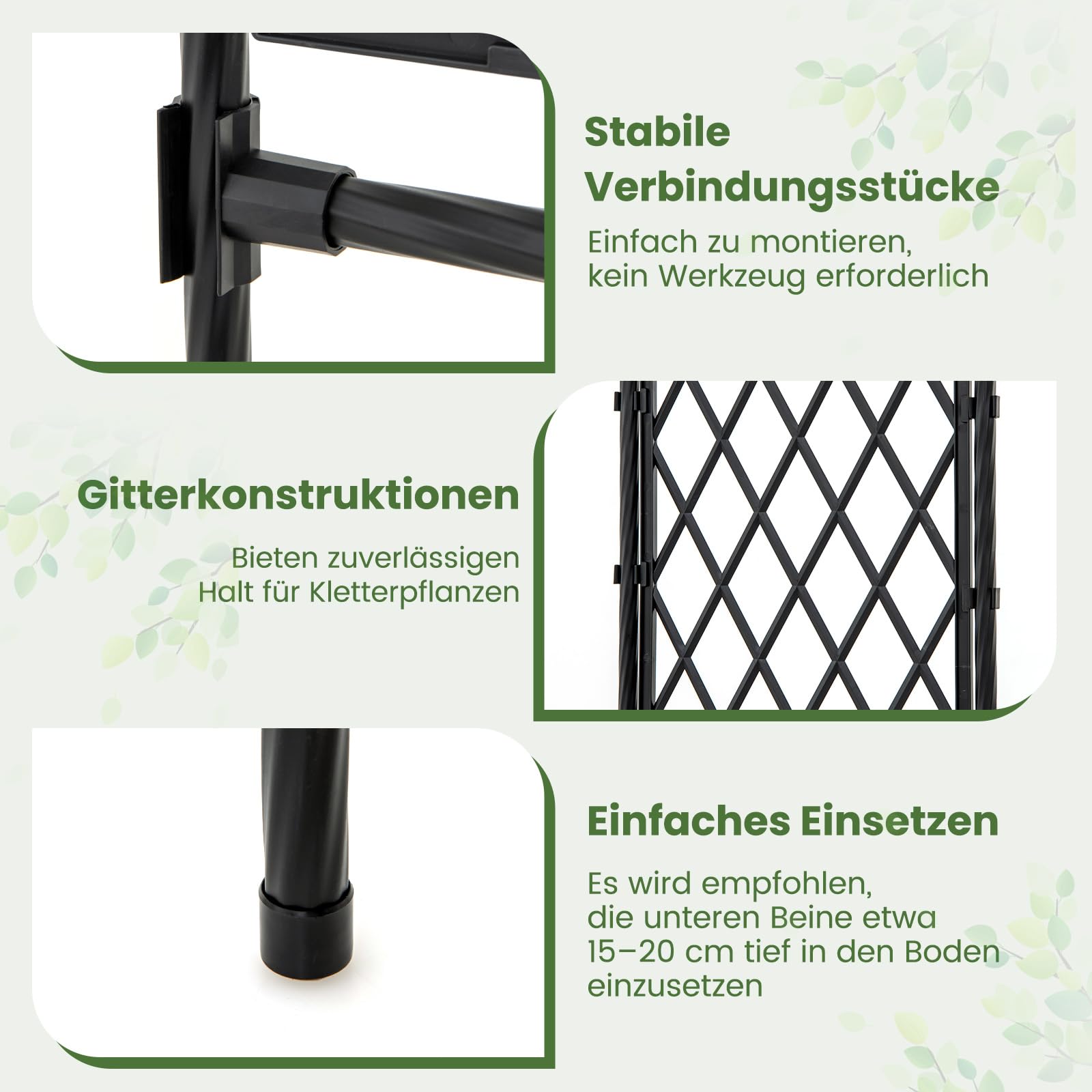 COSTWAY Metalowy łuk różany, łuk ogrodowy dla roślin pnących, łuk do bramy do ogrodu, siatka różana, kratka do wspinaczki, kratka pnąca, łuk do wspinaczki, na podwórko, werandę, wesele, imprezę, 170 x